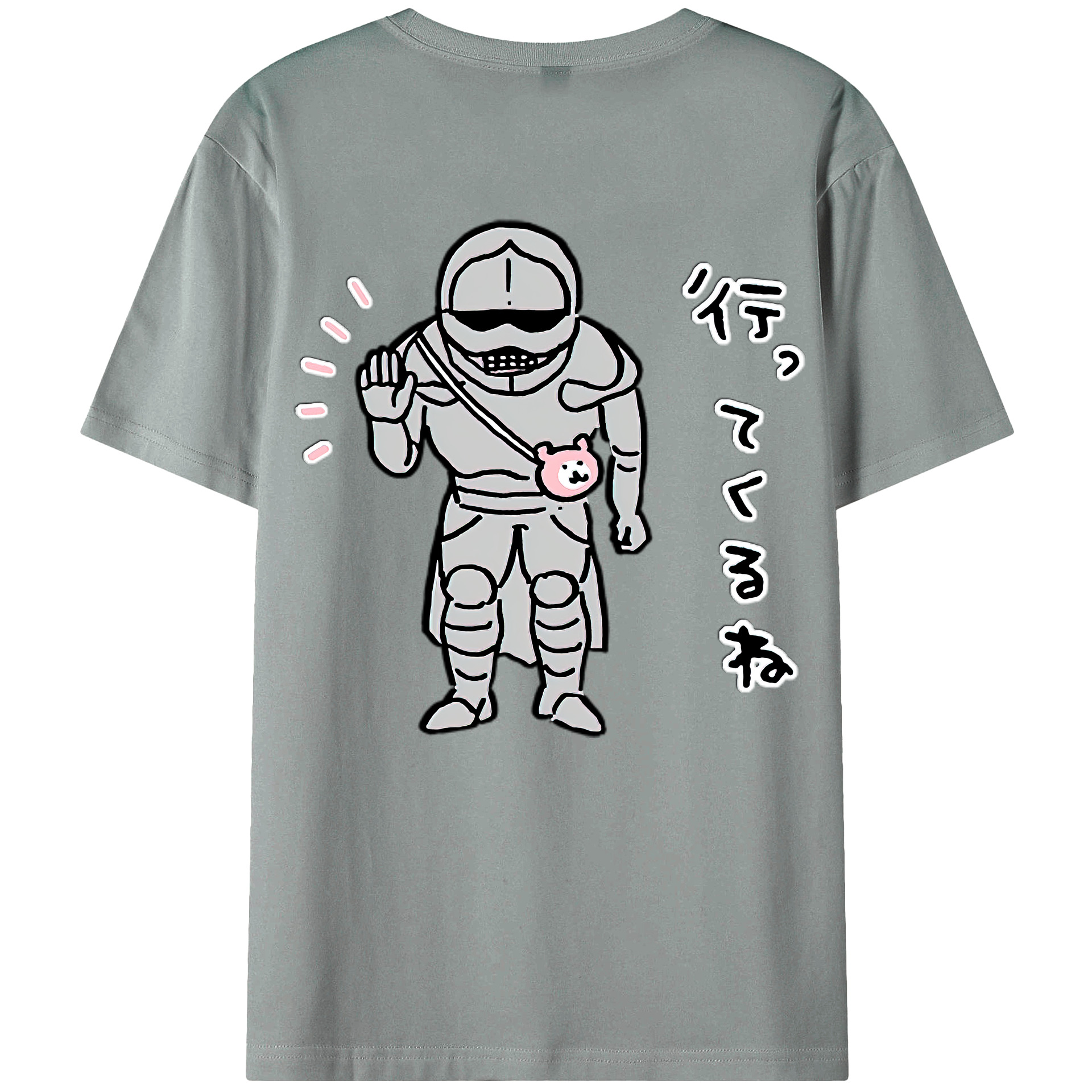 （画像用） ちいかわ 労働の鎧さん Chii-kawa Mr. Armor of Labor 綿100％ メンズ半袖Tシャツ（バックプリント） 通気性